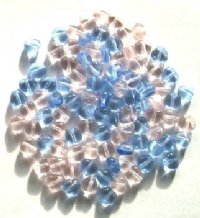 100 6mm Transparent Pink & Blue Glass Heart Mix Pack